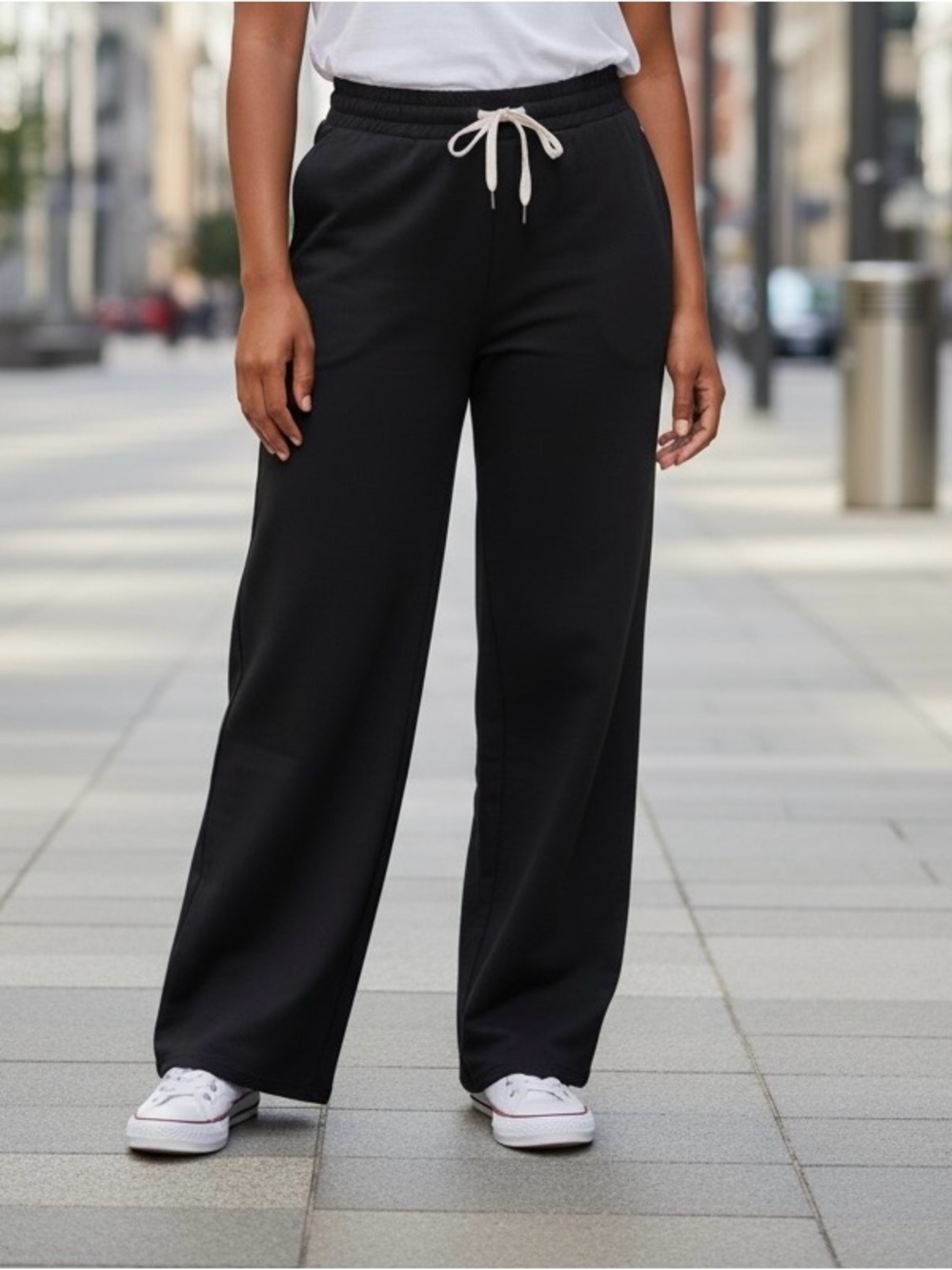 Vuori Halo Essential Wideleg Pants Black Heather L